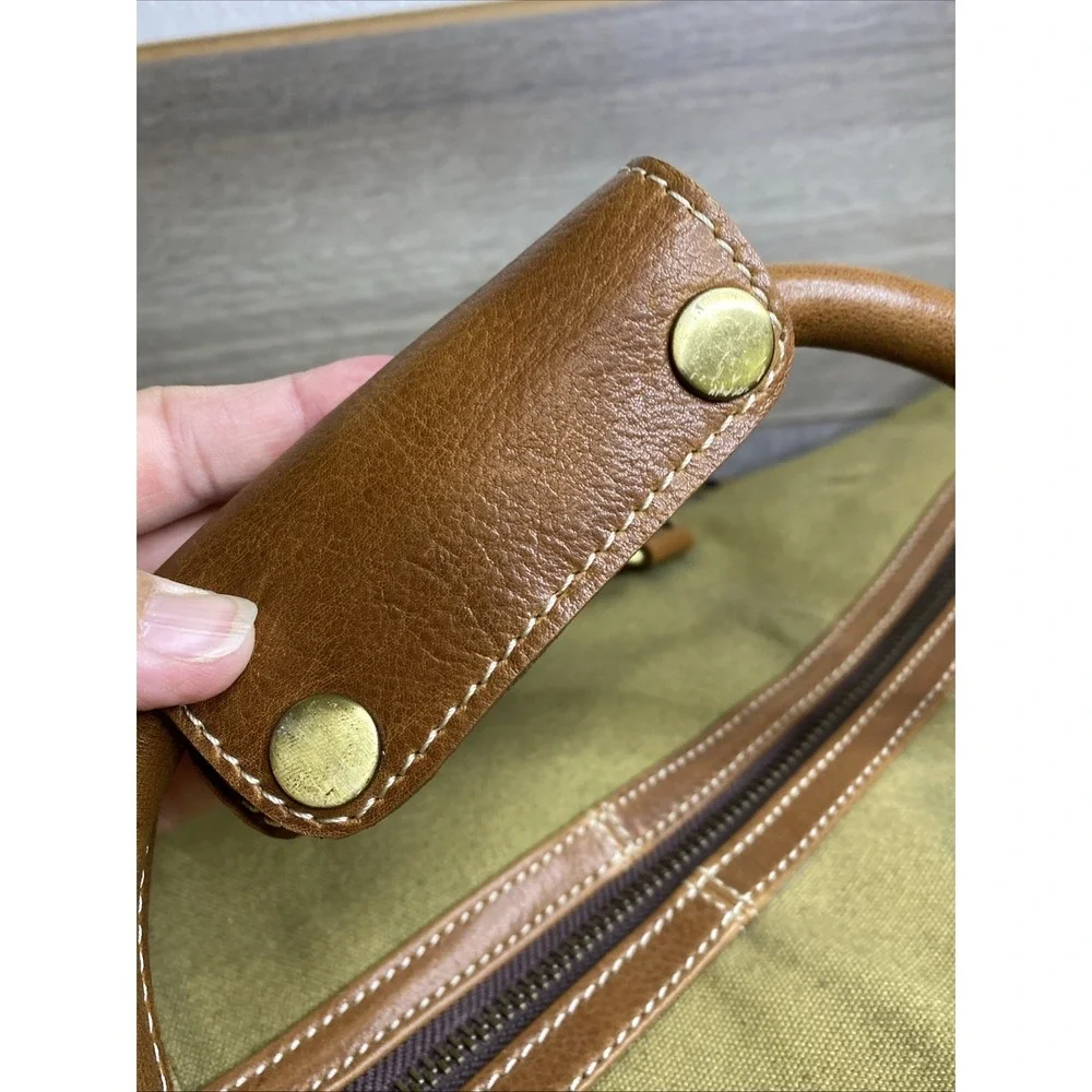 FH Wadsworth NYC Duffle Bag Canvas & Leather Adjustable Straps NWT Embroidered